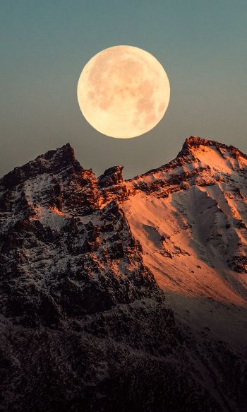 Iceland, moon, mountains Wallpaper 1200x2000