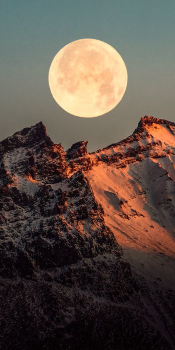 Iceland, moon, mountains Wallpaper 720x1440