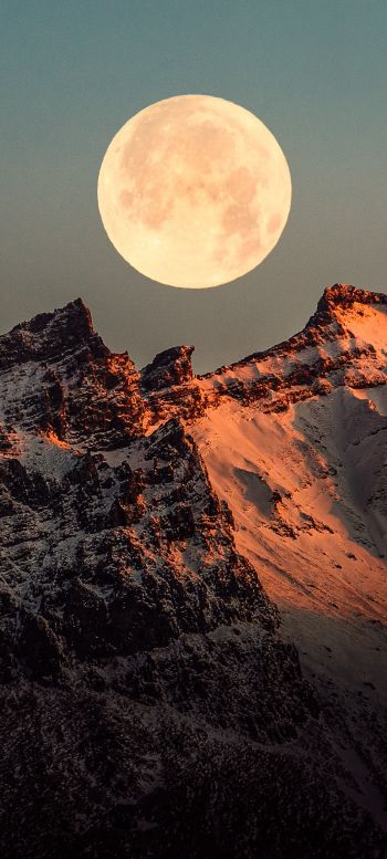 Iceland, moon, mountains Wallpaper 720x1600