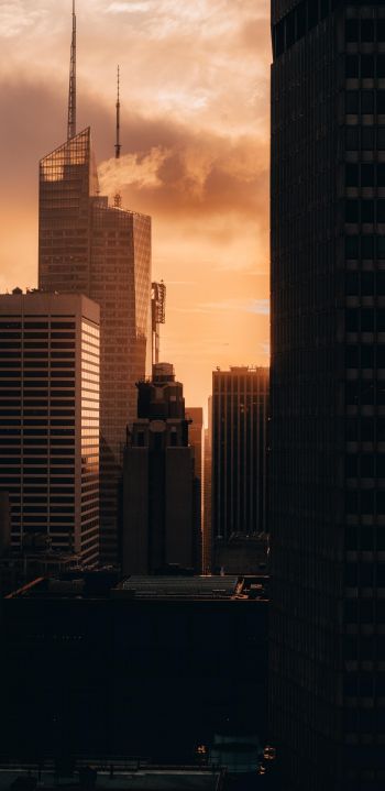 evening city, buildings Wallpaper 1080x2220