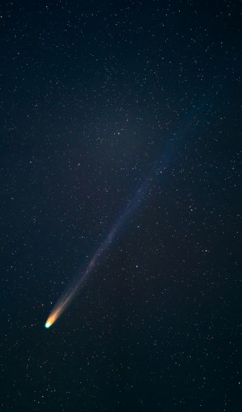 Обои 600x1024 комета, звездное небо, ночь