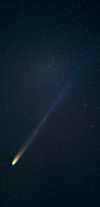 Обои 1080x2220 комета, звездное небо, ночь
