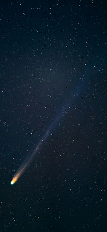 Обои 1125x2436 комета, звездное небо, ночь