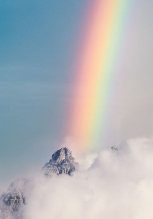 mountains, clouds, rainbow Wallpaper 1668x2388