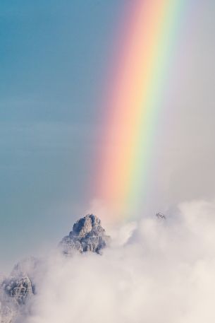 mountains, clouds, rainbow Wallpaper 640x960