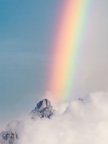 mountains, clouds, rainbow Wallpaper 1668x2224