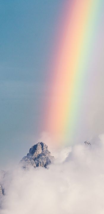 mountains, clouds, rainbow Wallpaper 1440x2960