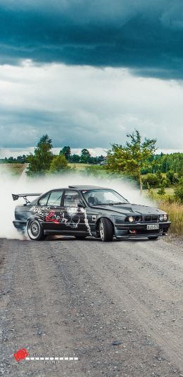 BMW, drift, landscape Wallpaper 1440x2960