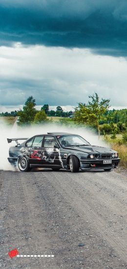 BMW, drift, landscape Wallpaper 1080x2280