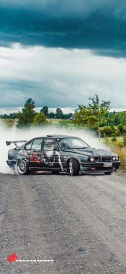 BMW, drift, landscape Wallpaper 1284x2778