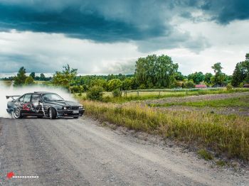 BMW, drift, landscape Wallpaper 1024x768