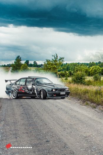 BMW, drift, landscape Wallpaper 640x960
