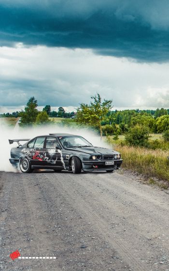 BMW, drift, landscape Wallpaper 1752x2800