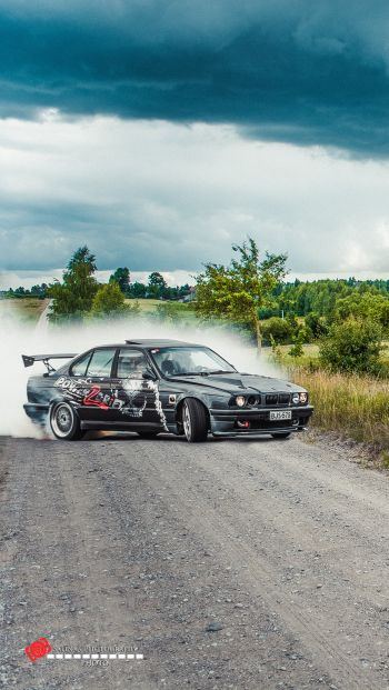 BMW, drift, landscape Wallpaper 640x1136