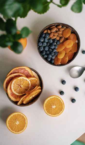 breakfast, berries, fruit Wallpaper 600x1024