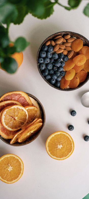 breakfast, berries, fruit Wallpaper 1440x3200