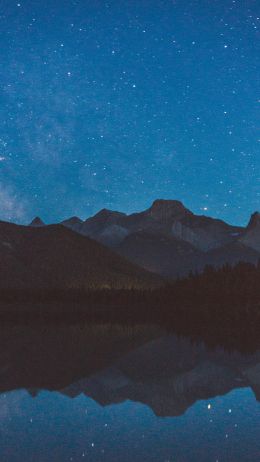 Banff, Canada, mountains, night Wallpaper 1440x2560