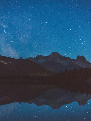 Banff, Canada, mountains, night Wallpaper 2048x2732