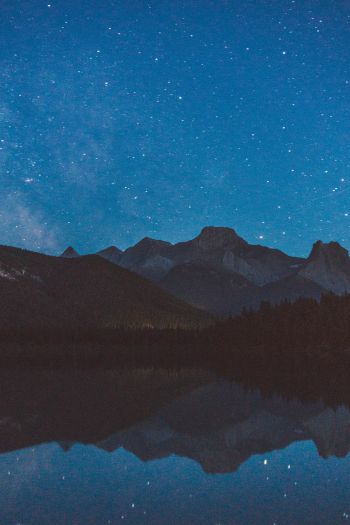 Banff, Canada, mountains, night Wallpaper 640x960