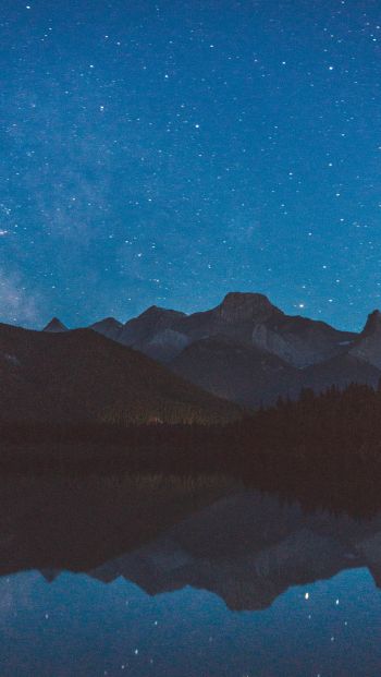Banff, Canada, mountains, night Wallpaper 640x1136