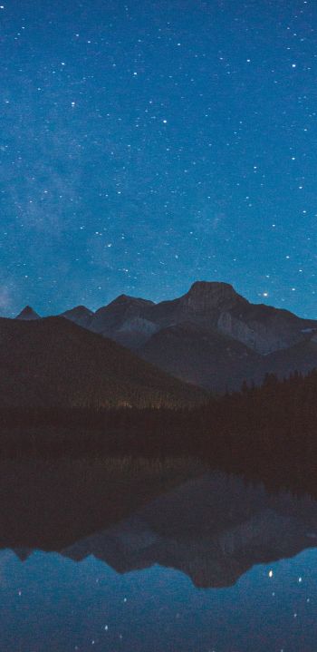 Banff, Canada, mountains, night Wallpaper 1440x2960