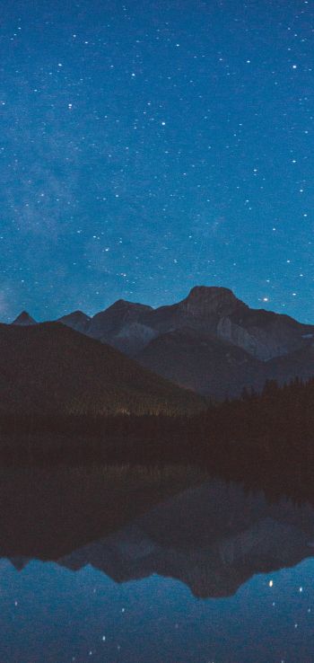 Banff, Canada, mountains, night Wallpaper 1440x3040