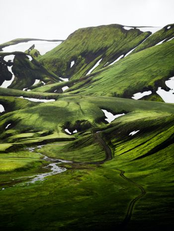 Iceland, hills, green Wallpaper 1536x2048