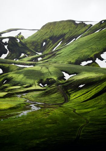 Iceland, hills, green Wallpaper 1668x2388