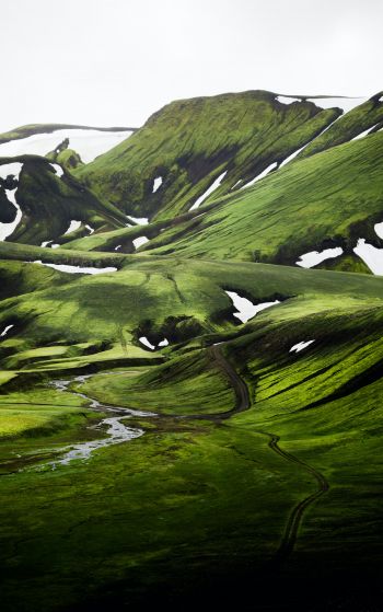 Обои 1752x2800 Исландия, холмы, зеленый