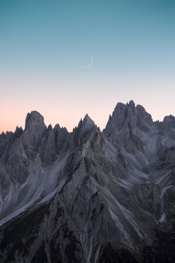 mountains, month, sky Wallpaper 640x960