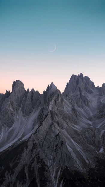 mountains, month, sky Wallpaper 640x1136