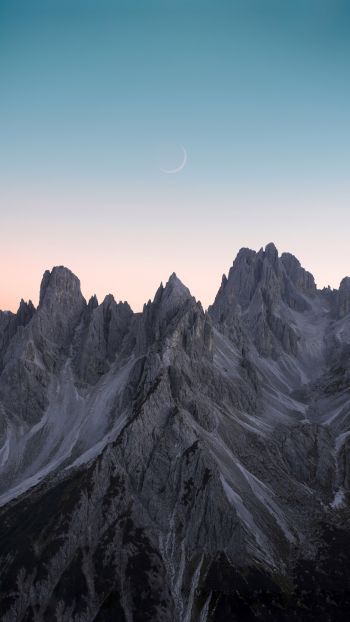 mountains, month, sky Wallpaper 1080x1920