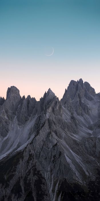 mountains, month, sky Wallpaper 720x1440