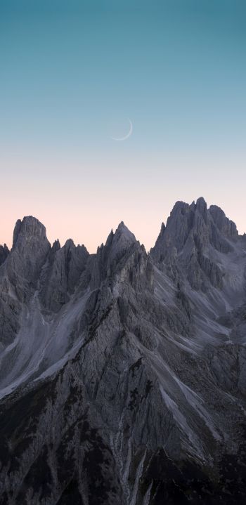 mountains, month, sky Wallpaper 1080x2220