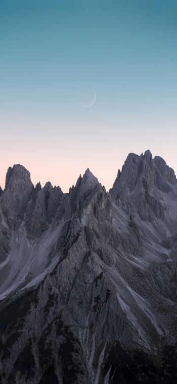 mountains, month, sky Wallpaper 1125x2436