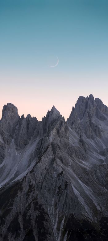 mountains, month, sky Wallpaper 1440x3200