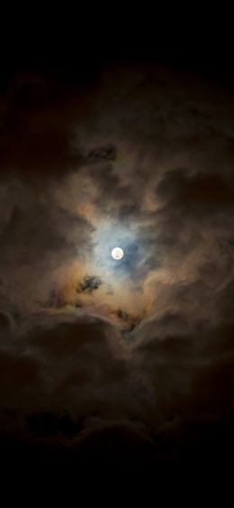 moon, clouds, night Wallpaper 1080x2340