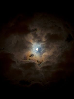 Обои 1668x2224 луна, облака, ночь