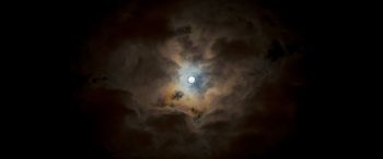 moon, clouds, night Wallpaper 3440x1440