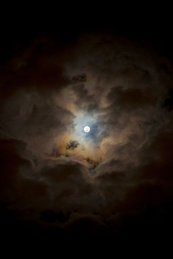 Обои 640x960 луна, облака, ночь