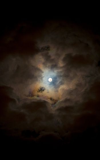 Обои 800x1280 луна, облака, ночь