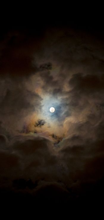 moon, clouds, night Wallpaper 1440x3040
