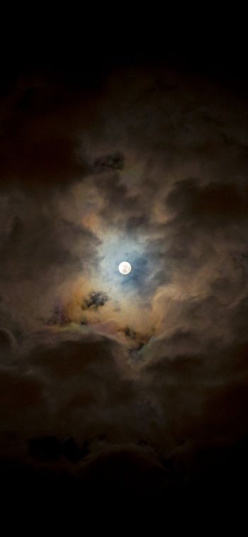 moon, clouds, night Wallpaper 1284x2778