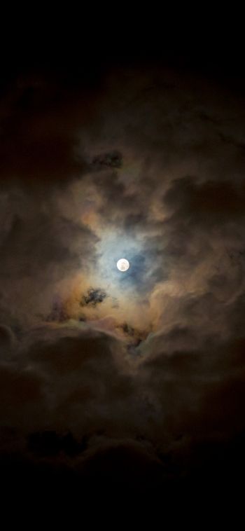 moon, clouds, night Wallpaper 1080x2340