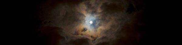 moon, clouds, night Wallpaper 1590x400