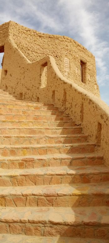 Gray, Egypt, staircase Wallpaper 1440x3200