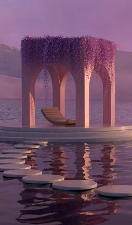 3D modeling, pink, water Wallpaper 600x1024