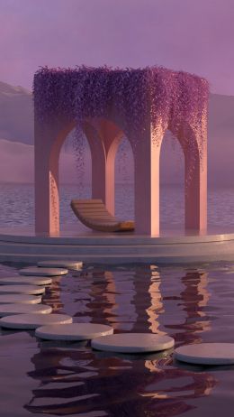 3D modeling, pink, water Wallpaper 720x1280