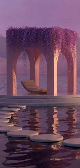 3D modeling, pink, water Wallpaper 720x1520