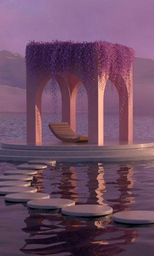 3D modeling, pink, water Wallpaper 1200x2000